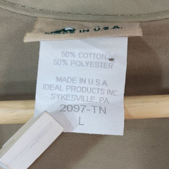 Ideal Utility Vest Brown Khaki Large Pockets Zip USA Made Photo Hunting Hiking - Picture 9 of 9